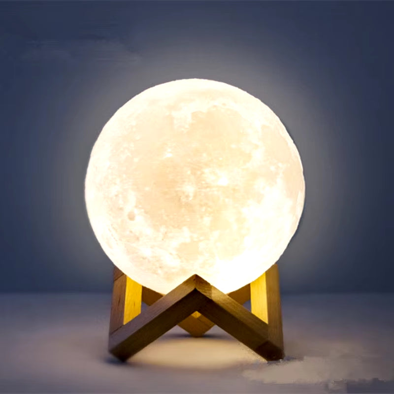 LED Night Light 3D Print Moon Lamp with Stand and Battery Color Change Bedroom Decor Moon Light for Kids Gifts Lampara De Luna